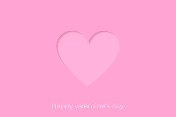 Valentines hearts postcard. Paper flying elements on pink background. Vector symbols of love in shape of heart design.