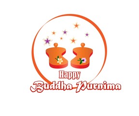 Indian Buddha Purnima festival(vesak day) with text, illustration is showing Buddha seating and absorbed in meditation 