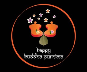 Indian Buddha Purnima festival(vesak day) with text, illustration is showing Buddha seating and absorbed in meditation 
