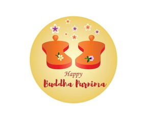 Indian Buddha Purnima festival(vesak day) with text, illustration is showing Buddha seating and absorbed in meditation 