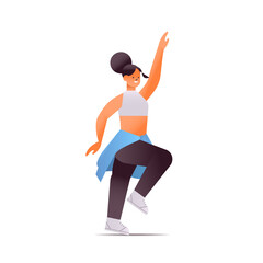 female dancer in sportswear fitness sport girl doing dancing exercises isolated full length vector illustration