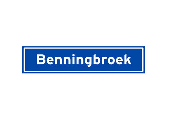 Benningbroek isolated Dutch place name sign. City sign from the Netherlands.