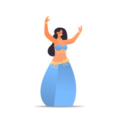 female dancer dressed in eastern style sport girl doing dancing exercises isolated full length vector illustration