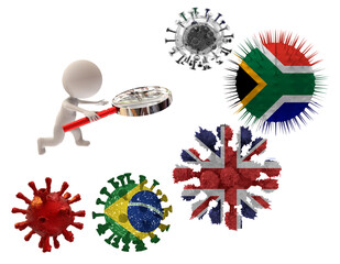 covid virus mutation covid-19 coronavirus british brazilian south african  background pandemic - 3d rendering