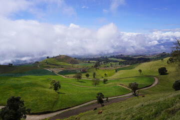 Beautiful aerial view of the Meadow hills in Cartago Costa Rica 