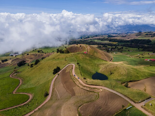 Fototapeta premium Beautiful aerial view of the Meadow hills in Cartago Costa Rica 
