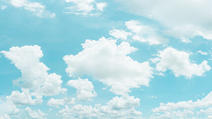 Blue sky and clouds with daylight natural background. Vintage color tone style.