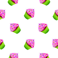 Seamless Pattern Abstract Elements Cupcake Sweet Birtday Vector Design Style Background Illustration