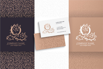Premium Vector Q logo. Monnogram, lettering. Seamless pattern and business cards. Personal logo or sign for branding an elite company.