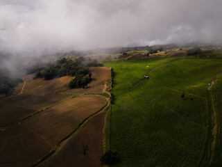 Beautiful aerial view of the Meadow hills in Cartago Costa Rica 