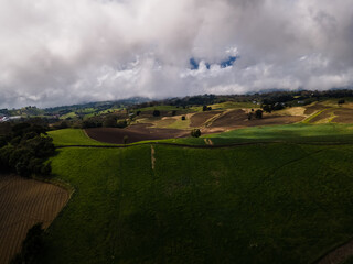 Naklejka premium Beautiful aerial view of the Meadow hills in Cartago Costa Rica 