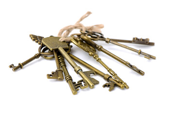 Metal hex key  on white background