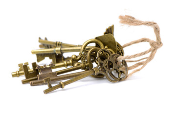 Metal hex key  on white background