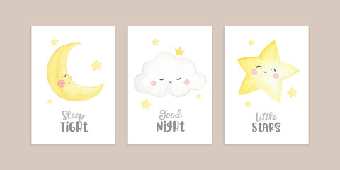 Fototapeta premium Set of gender neutral nursery room decoration