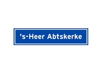 's-Heer Abtskerke isolated Dutch place name sign. City sign from the Netherlands.