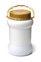 Plastic bottle sauce on white background