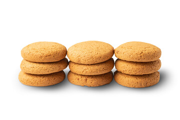 Fototapeta na wymiar group of oatmeal cookies isolated on white background