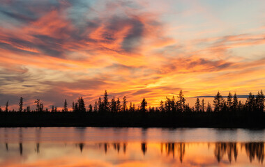 Fototapeta premium sunset over the river