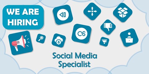 we are hiring social media specialist vector illustration