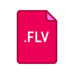 FLV file format filled outline icon. Linear style sign for mobile concept and web design. Simple color symbol. Vector illustration isolated on white background. EPS 10.