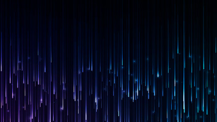 Falling sparks. Abstract dark background with glowing rays. Widescreen vector wallpaper with lights.