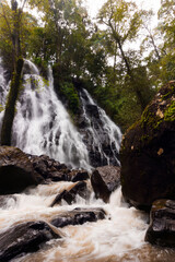 tall waterfall surrounded by trees