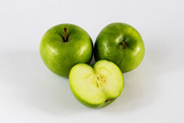 green apples on white background