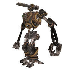 3d render of a steampunk robot