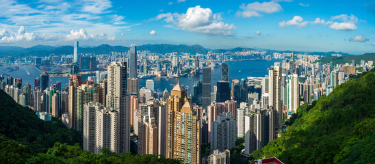 Victoria Harbor view from the Peak at day, Hong Kong
