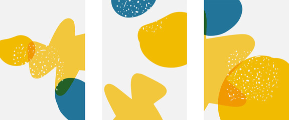 Fototapeta premium Hand drawn doodle shapes, wall art painting style, vector abstract background templates. A4 poster design or for covers, banners, flyers