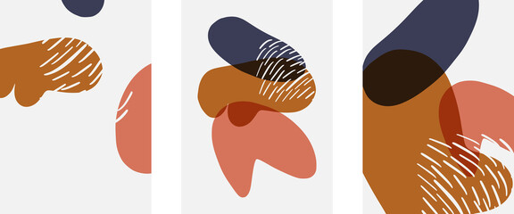 Hand drawn doodle shapes, wall art painting style, vector abstract background templates. A4 poster design or for covers, banners, flyers