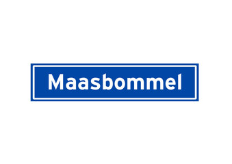 Maasbommel isolated Dutch place name sign. City sign from the Netherlands.
