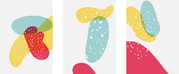 Hand drawn doodle shapes, wall art painting style, vector abstract background templates. A4 poster design or for covers, banners, flyers