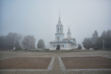 Obraz premium landscape orthodox church of Vologda, historical center of tourism in Russia, christian church landscape