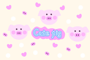 Cute pig carpet vector design illustration