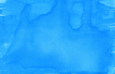 hand drawn blue watercolor paint background. 