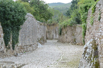 s stoned alley in the road to santiago. Cantabria, Spain