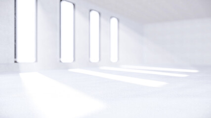 white room with light rays from windows