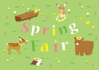 スプリングフェア　動物たちに花冠を作ってあげるうさぎ　