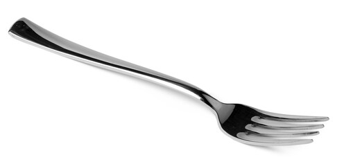 Silver dining fork isolated on white background