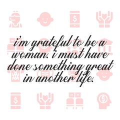 Happy women day quote. Editable vector illustration.