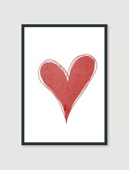 Trendy abstract heart hand drawn composition. Valentines day posters. Shape design for wall framed prints, canvas prints, poster, home decor.