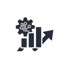 Graphic and electronic gear. A system for monitoring and managing growth. Automatic control technology.  Vector linear icon isolated on white background.