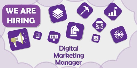 we are hiring digital marketing manager vector illustration