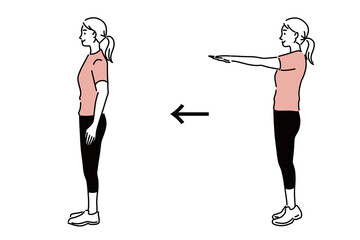 ウォーキング 運動 女性 エクササイズ イラスト 手描き Wall Mural トワトワ