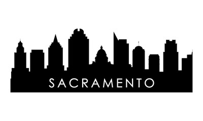 Sacramento skyline silhouette. Black Sacramento city design isolated on white background.