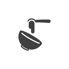 Baking instruction vector icon. Cooking recipe filled flat sign for mobile concept and web design. Adding dough to bowl glyph icon. Symbol, logo illustration. Vector graphics