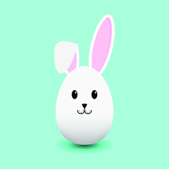 Easter bunny egg on a turquoise background, vector illustration