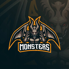 monster mascot logo design vector with modern illustration concept style for badge, emblem and t shirt printing. devil monster illustration for sport and esport team.