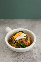 Korean traditional food, stir fried noodle (Japchae)